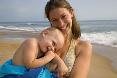 Mom and Son at the Beach