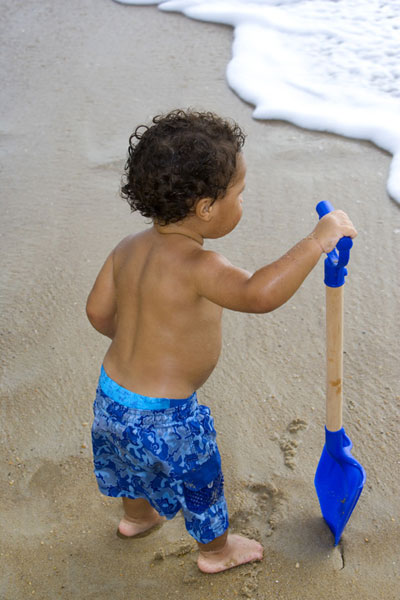 Beach Baby with Shovel