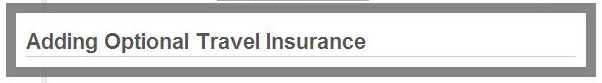 Adding Travel Insurance Pop Up