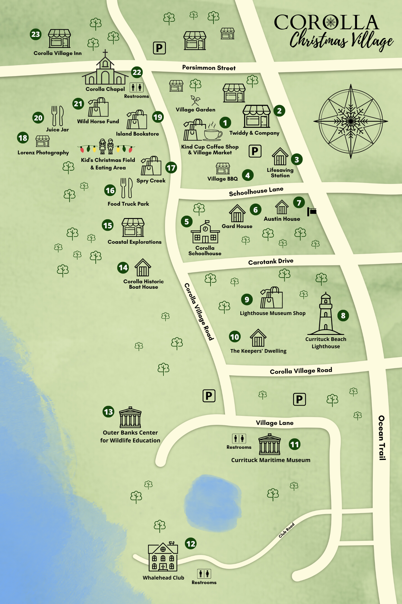 Corolla Christmas Village Map 2022